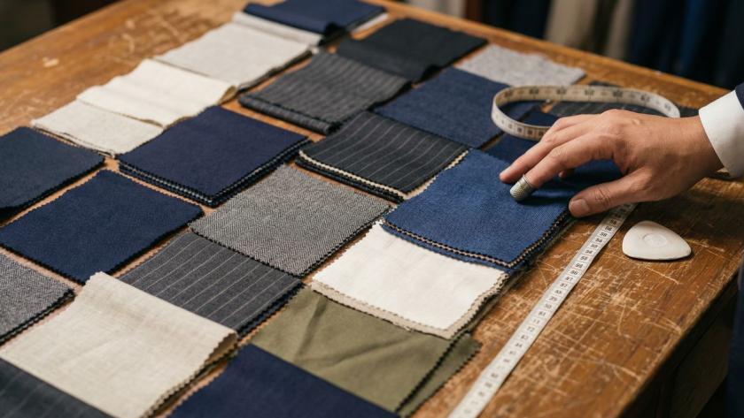 Premium suit fabric selection - wool linen cotton Singapore