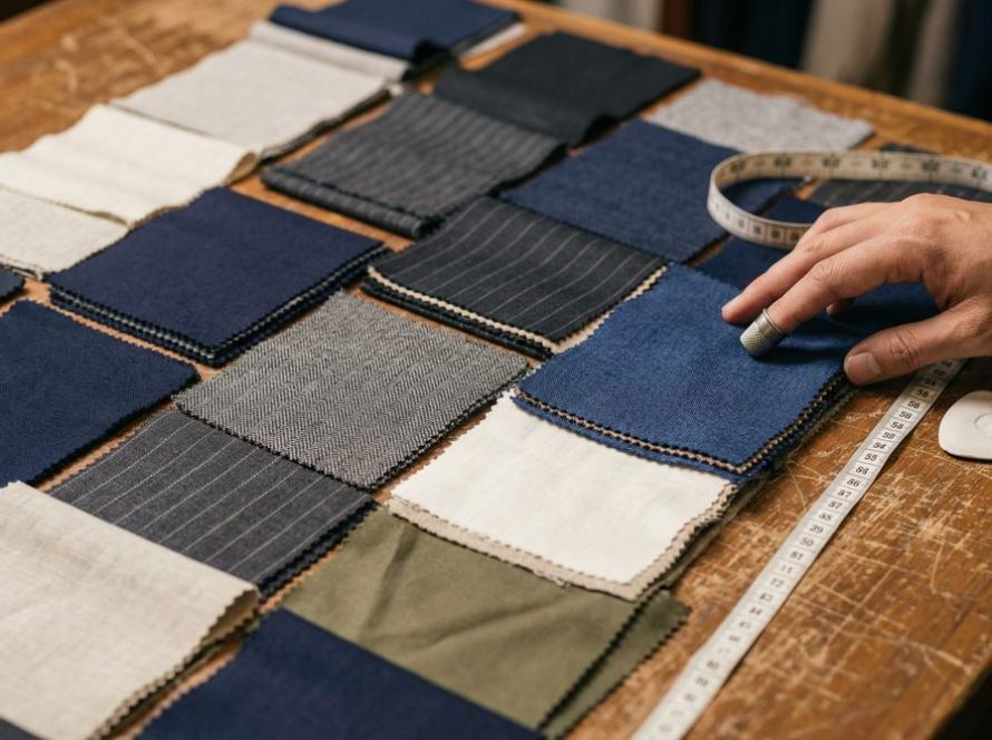 Premium suit fabric selection - wool linen cotton Singapore