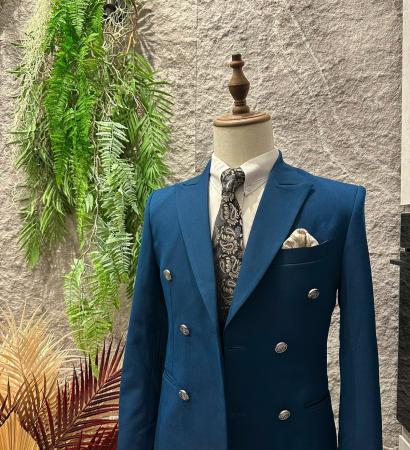 Double breasted bespoke suit displayed at We Are Suitable Singapore